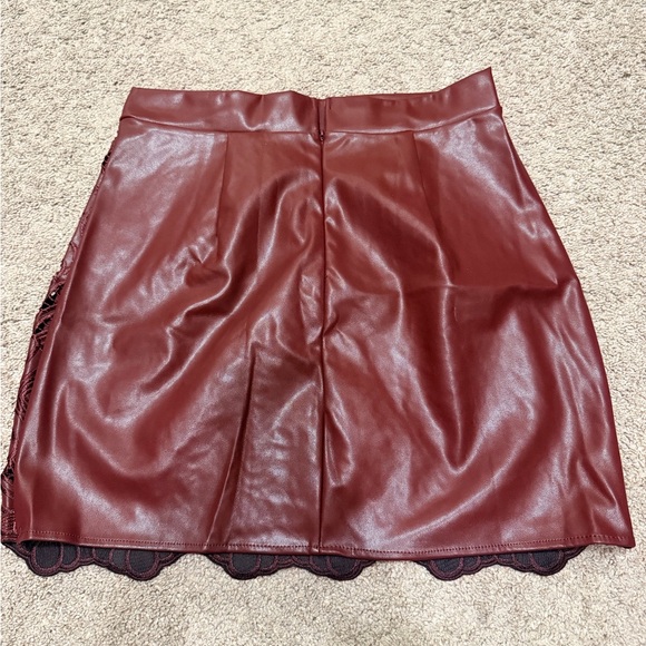 Chicme Burgundy Faux Leather Skirt - Picture 2 of 3